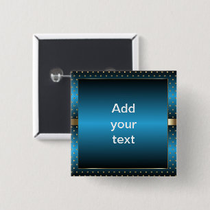 Blue Metallic and Gold Polka Dots   DIY Text 2 Inch Square Button