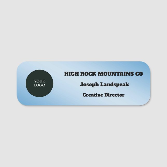 Blue Metallic Business Employee Logo Name Tag (Front)