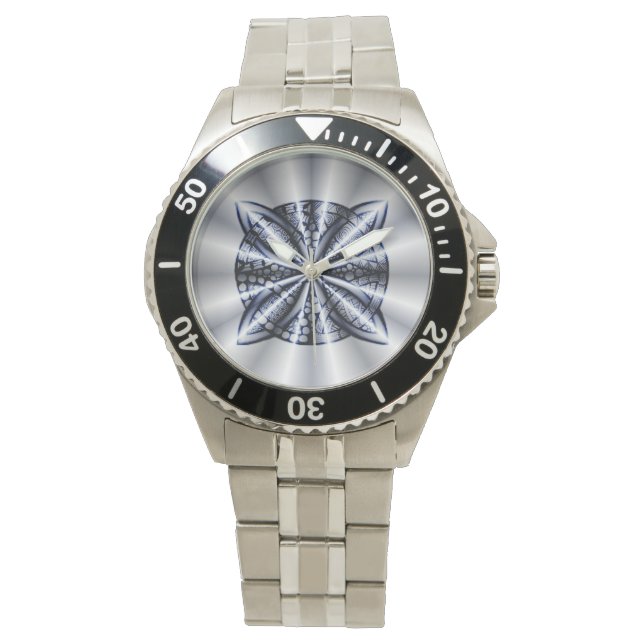 Blue Metallic Celtic Knot Original Art Watch (Front)