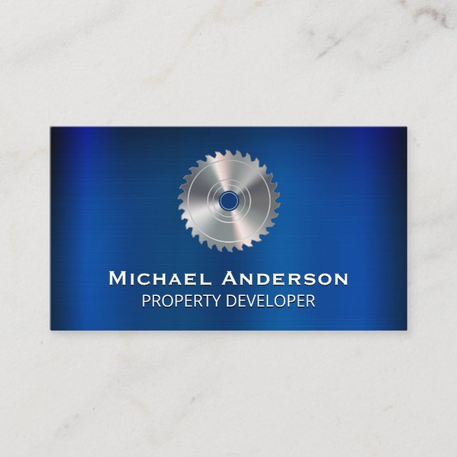 Blue Metallic | Circular Saw Business Card (Front)