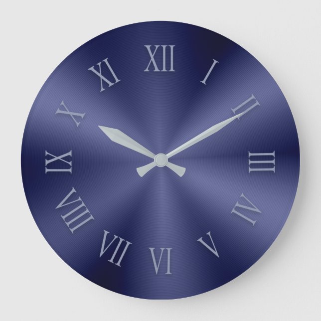 Blue Metallic Clock with Patterned Roman Numbers (Front)