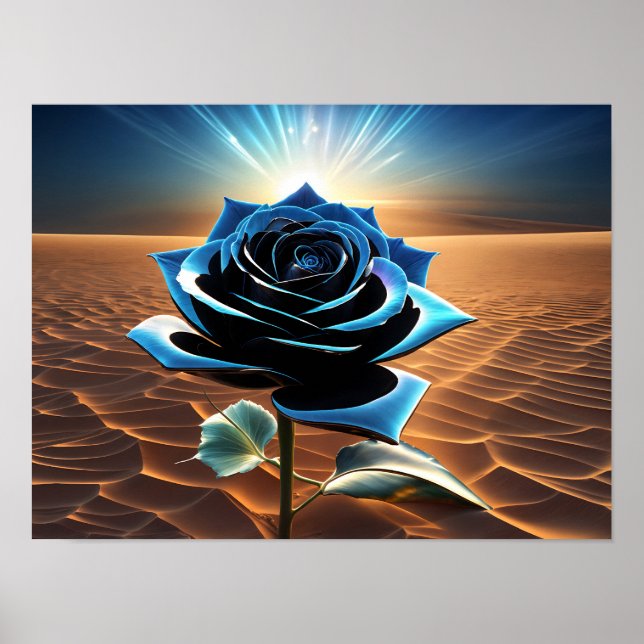 Blue Metallic Desert Rose Poster (Front)