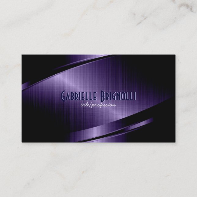 Blue Metallic Design-Stainless Steel Look Business Card (Front)