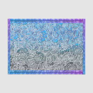 Blue Metallic Fluorescent Flowers Tissue Paper