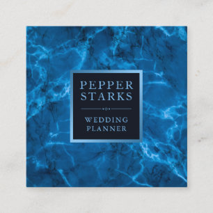 Blue Metallic Frame and Marble Business Card