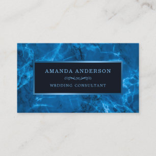 Blue Metallic Frame and Marble Business Card