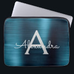 Blue Metallic Modern Chic Stainless Steel Monogram Laptop Sleeve<br><div class="desc">Blue and Grey Faux Stainless Steel Metallic Foil Modern and Elegant Monogram Sleeve. This monogrammed personalized laptop sleeve can be customized to include your initial and first name and makes a perfect Christmas or Birthday Gift.</div>