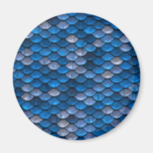 Blue Metallic Scale Fish Dragon Mermaid Texture Magnet