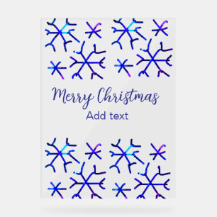 Blue metallic shiny snowflakes Christmas pattern f Acrylic Sign