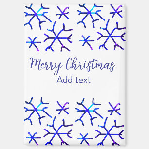Blue metallic shiny snowflakes Christmas pattern f Magnet