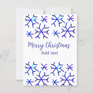 Blue metallic shiny snowflakes Christmas pattern f Postcard