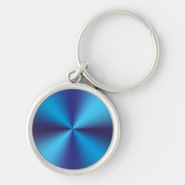 Blue Metallic Texture Design-47456 Keychain (Front)