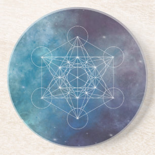 Blue Metatron's Cube Sacred Geometry Coaster