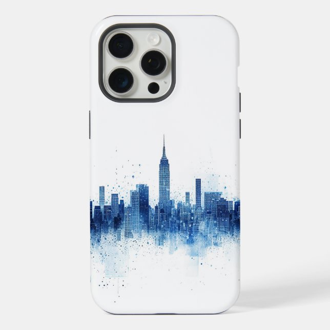 Blue metropolitan architecture panorama iPhone case (Back)