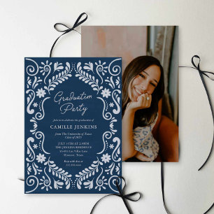 Blue Mexican Fiesta Graduation Party Photo Invite