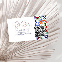 Blue Mexican folk colourful tiles qr gift registry