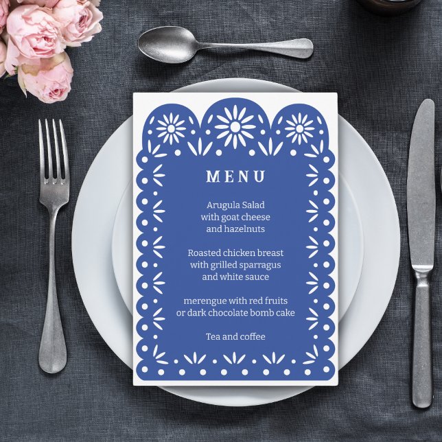 Blue MEXICAN PAPEL PICADO menu (Creator Uploaded)