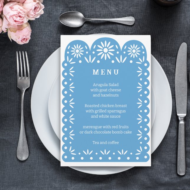 Blue MEXICAN PAPEL PICADO menu (Creator Uploaded)