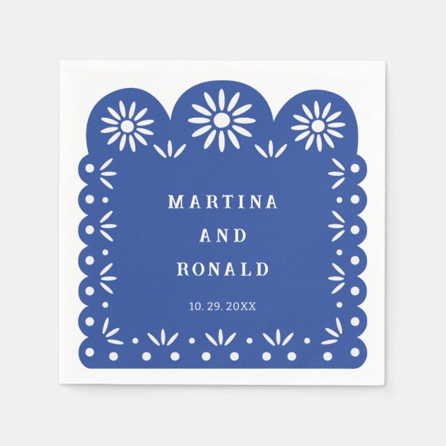 Blue MEXICAN PAPEL PICADO Napkin (Front)
