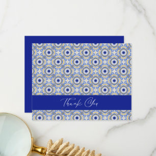 Blue Mexican Talavera Spanish Wedding Thank You Card