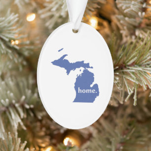 Blue Michigan Home Christmas Ornament