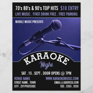 Blue Microphone, Karaoke Event Advertising Flyer
