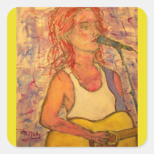 blue microphone songstress square sticker