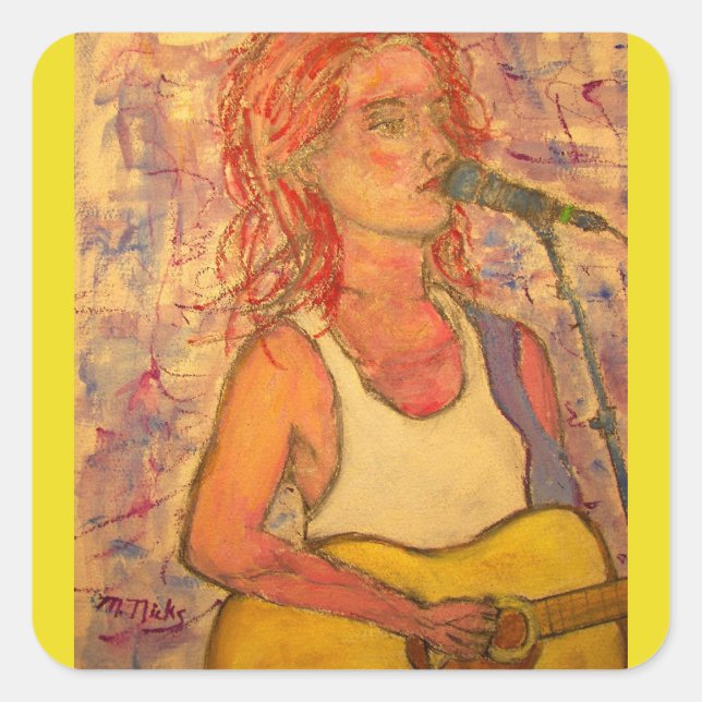 blue microphone songstress square sticker (Front)