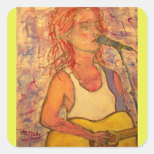 blue microphone songstress square sticker (Front)