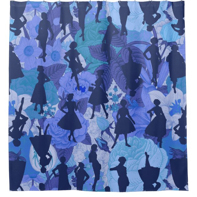 blue mid century 1950s vintage silhouette women  (Front)