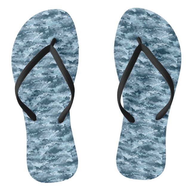Blue military pixelated camouflage pattern flip flops (Footbed)