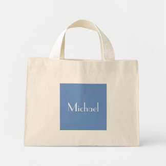 Blue Minimal Custom Name And Destination Stylish Mini Tote Bag