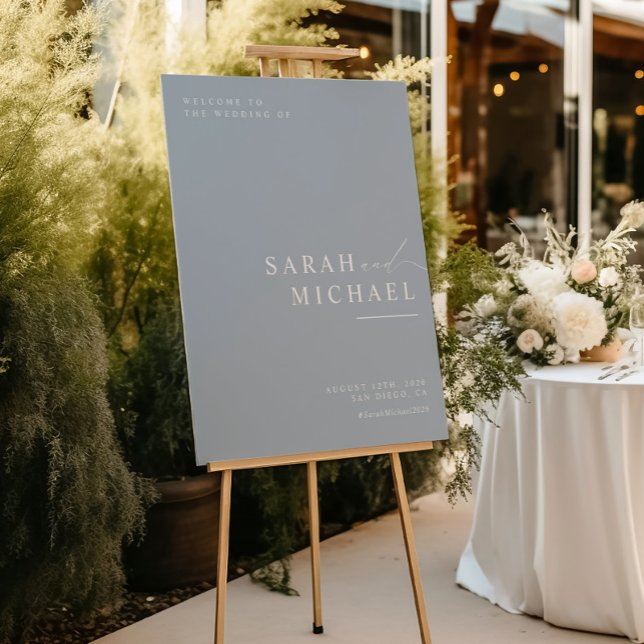 Blue Minimal Modern Script Simple Wedding Welcome Poster (Creator Uploaded)