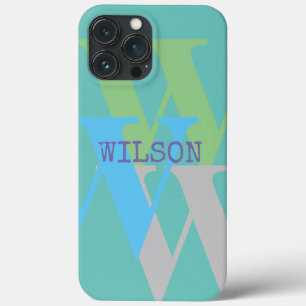 blue minimal monogram name modern simple gift iPhone 13 pro max case