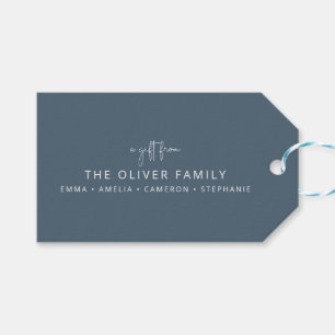 Blue Minimal Personalized A Gift From Family Name  Tags