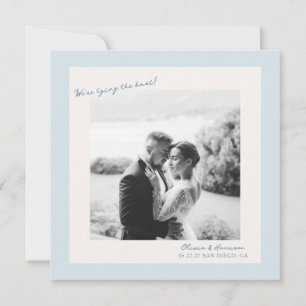 Blue Minimal Photo Wedding Save the Date Invitation