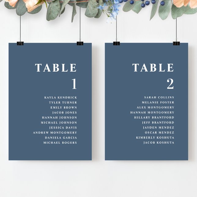 Blue Minimal, Seating Plan Cards with Guest Names (Creator Uploaded)