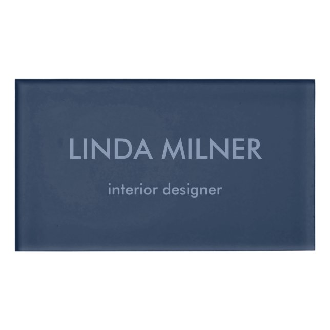 Blue minimal simple business name tag (Front)