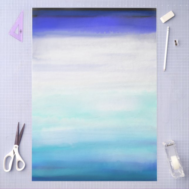 Blue Minimal Watercolor Waves Tissue Paper (Craft)