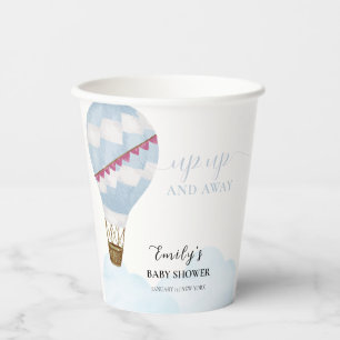 Blue Minimalist Boho Hot Air Balloon Baby Shower  Paper Cups