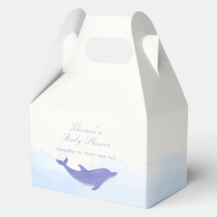 Blue Minimalist Boho Ocean Dolphin Baby Shower Favor Box