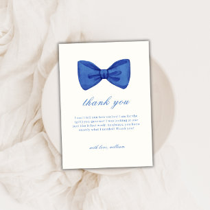 Blue Minimalist Bow Tie Boy Baby Shower Thank You Card