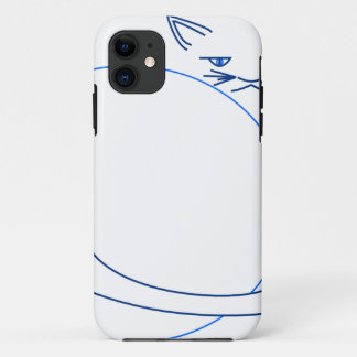 Blue Minimalist Cat (iPhone 5/s) iPhone 11 Case