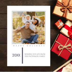 Blue Minimalist Chic Holiday Photo Card