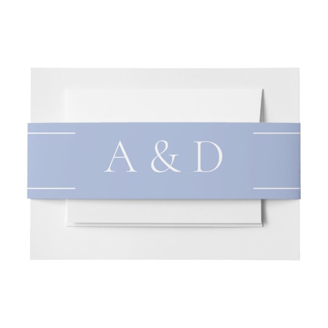 Blue Minimalist Classic Wedding Invitation Belly Band (Front Example)
