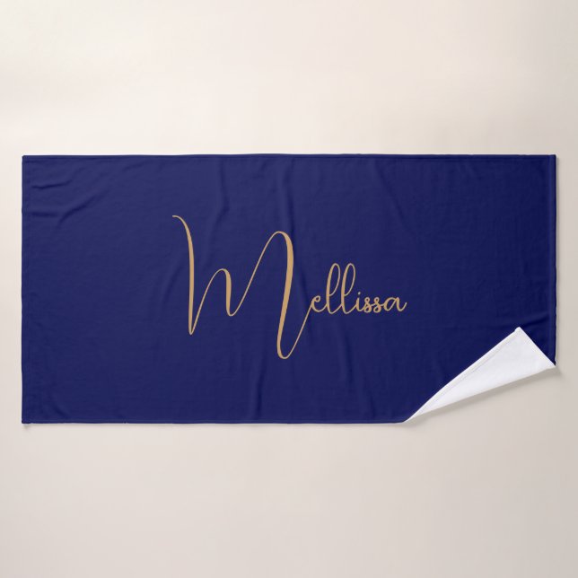 Blue minimalist custom name  (Serviette de bain)