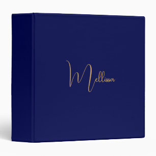 Blue minimalist custom name  binder