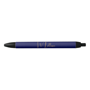 Blue minimalist custom name black ink pen