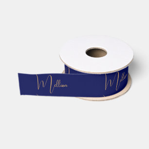 Blue minimalist custom name grosgrain ribbon