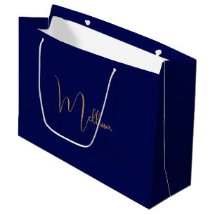 Blue minimalist custom name  large gift bag